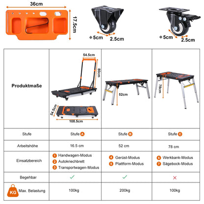 TLGREEN 7-in-1 Werkbank klappbar, höhenverstellbar, bis 200 kg