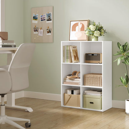 WOLTU Bücherregal mit 6 Würfeln, Standregal weiss, 60 x 89 x 30 cm