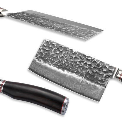 Wakoli EBO Premium Blockmesser 17.5cm Damast Eichenholzgriff