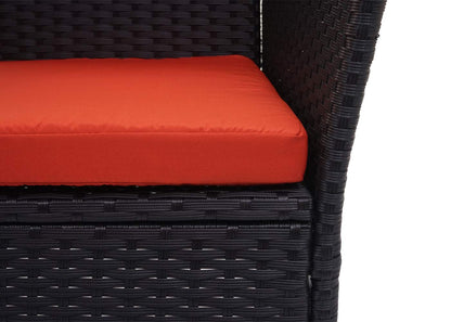 Mendler HWC-E24 Poly-Rattan Gartenbank mit Tisch – Schwarz