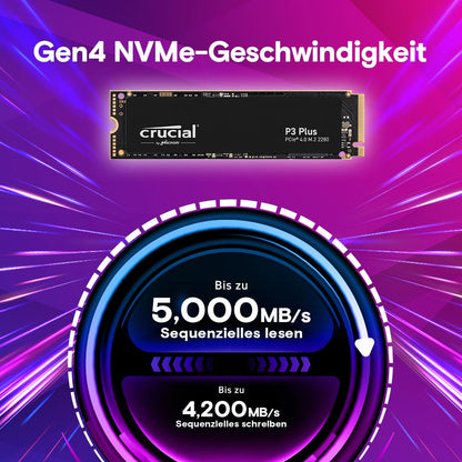 Crucial P3 Plus 4TB M.2 NVMe SSD – PCIe Gen4 Intern