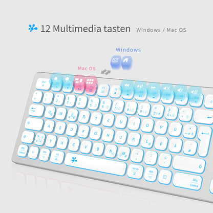 TechKey Slim Alu RGB USB Tastatur Numerisch Mac/PC - Silver White