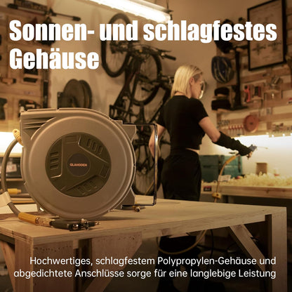 GLAHODEN Druckluftschlauchtrommel 20m+2m mit 9.5mm Schlauch