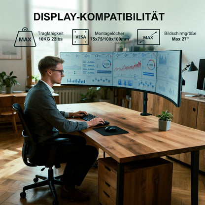 WALI M003S Monitorhalterung 3 Monitore – 27 Zoll Schwarz