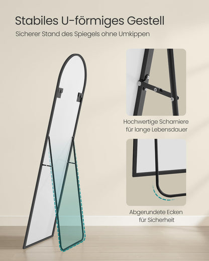 SONGMICS Ganzkörperspiegel, Standspiegel 160 x 50 cm, schwarz