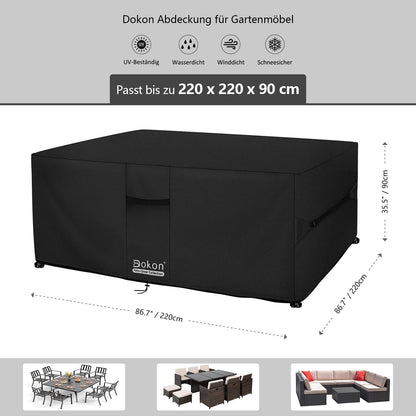 Dokon Gartenmöbel Abdeckung wasserdicht 220x220x90 cm 420D Oxford