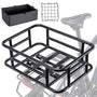 CXWXC Fahrradkorb hinten mit Cargo-Netz und Liner bis 30 kg, schwarzer Stahlkorb zur Heckmontage