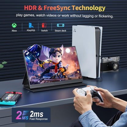 MOMODS Portable Monitor Tragbarer Bildschirm – 15.6 Zoll FHD IPS