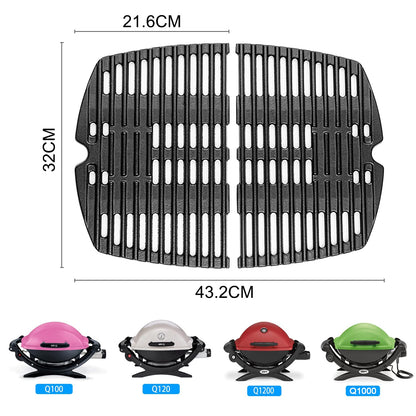 Vnierxful Grillrost Gusseisen für Weber Q100, Q1000, Q1200, 2er-Set