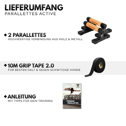 GORNATION Parallettes - Liegestützgriffe aus Holz inkl. Grip Tape
