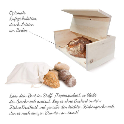 ZirbenFamilie Zirben-Brotkasten Frischhaltebox - 45x16x25cm