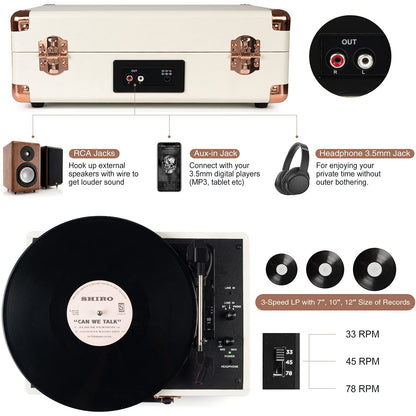 Vintage Koffer Plattenspieler Bluetooth 3-Gang - Vinyl