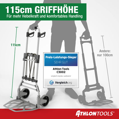 ATHLON TOOLS Schwerlast-Sackkarre klappbar 150kg Alu – Modell 2025