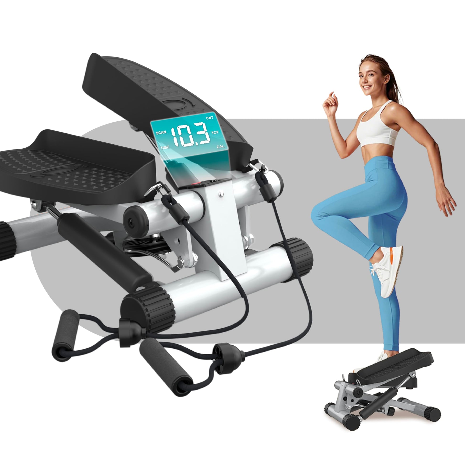 pedalen hometrainer 2-in-1 Stepper Ganzkörpertraining – Power Ropes & Kompakt – pandaloo.ch