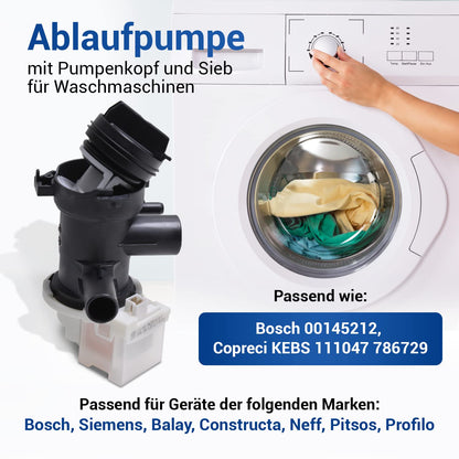VIOKS Ablaufpumpe Laugenpumpe 30W für Bosch 00145212 Waschmaschine
