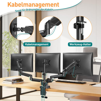 ELIVED EV006 Monitor Halterung - 3 Monitore Gasdruckfeder