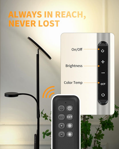 LuminexDesigns LED Deckenfluter mit Tisch Dimmbar - Schwarz