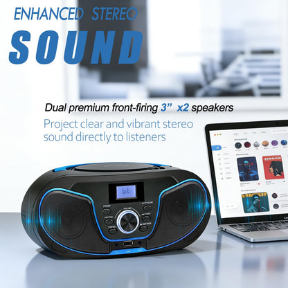 LONPOO LP-D02 CD-Player Boombox mit Bluetooth, UKW-Radio und USB