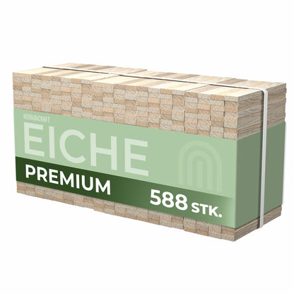 KERACRAFT KeraBlocks Holzklötzchen Eiche 588 Stück 160x22x8mm, rechteckige Klötze aus unbehandeltem Eichenholz