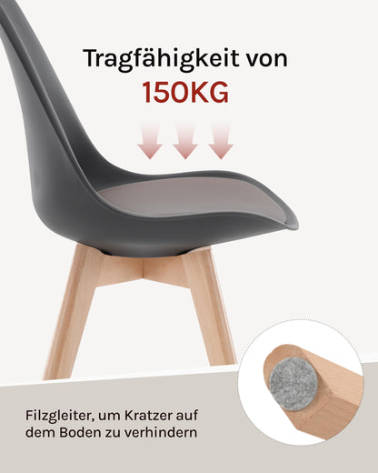WOLTU Esszimmerstühle 4er Set – Kunstleder Skandi Grau