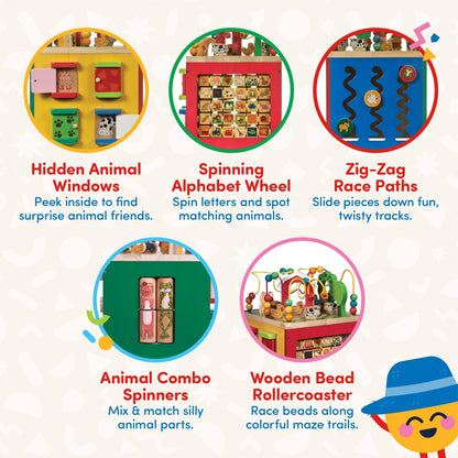 Battat Großer Motorikwürfel Motorikspielzeug Bauernhof Holz