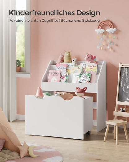 SONGMICS Bücherregal Kinderregal mit Spielzeugbox und 3 Ebenen