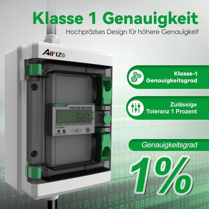 AIFIZO Mobiler Digitaler CEE Stromzähler 3 Phasen 16A mit Reset 2m