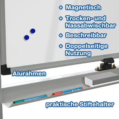 OfficeMarshal Mobiles Whiteboard 120x180cm - Doppelseitig Magnetisch