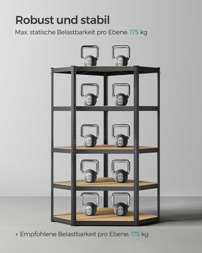 SONGMICS Eckregal GLR080B01, Schwerlastregal aus Metall mit 5 Ebenen