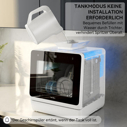Hermitlux Tischgeschirrspüler Mini – 5 Massgedecke, 5L Tank