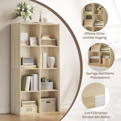 WOLTU Bücherregal 8 Fächer Würfelregal – Helle Eiche