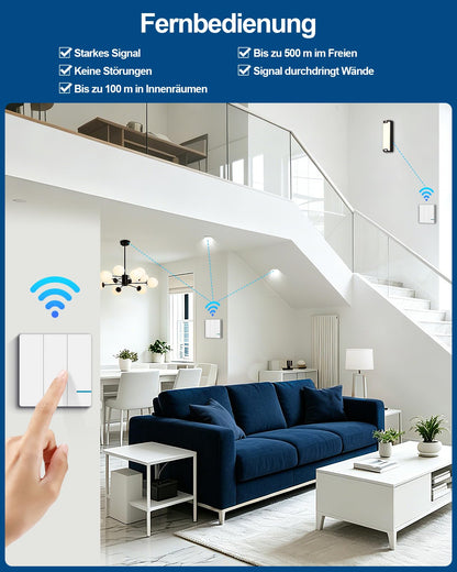 Thinkbee Funk Lichtschalter Set 230V, 3-fach mit 3 Empfängern, IP66