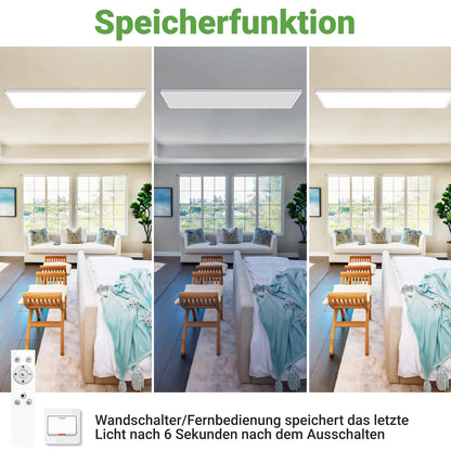 zemty LED Panel Deckenleuchte 80x25 cm, 40W dimmbar mit Fernbedienung