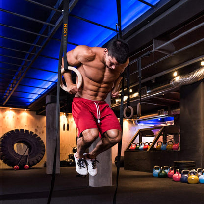 5BILLION FITNESS Gymnastikringe aus Holz 32 mm mit Nylon-Gurten