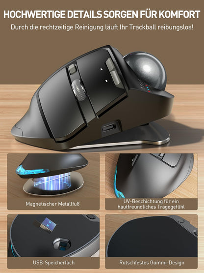 SABLUTE MAM1 Pro Ergonomische Trackball Maus Kabellos Bluetooth