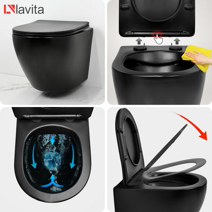 LAVITA Brava Black Spülrandloses Wand-WC – inkl. WC-Sitz Absenkautomatik