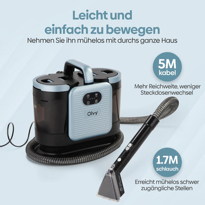 Olvy Teppichreiniger PRO – Polsterreiniger und Nasssauger mit Dampf