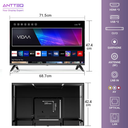 Antteq L32 Smart TV 32 Zoll Full HD D-LED Fernseher mit Triple Tuner