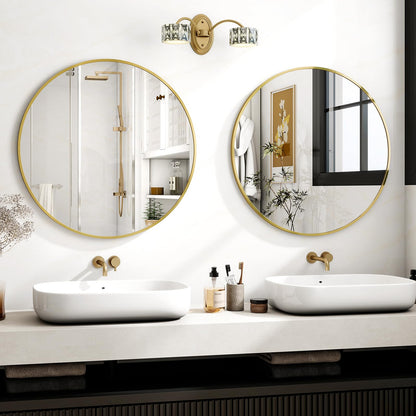 Koonmi 80cm Rund Gold Spiegel - Aluminiumrahmen