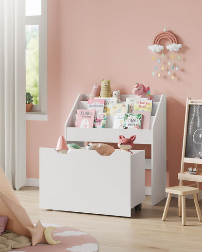 SONGMICS Bücherregal Kinderregal mit Spielzeugbox und 3 Ebenen