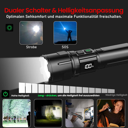 Shadowhawk S1969 LED-Taschenlampe, aufladbar, 500000 Lumen, 2er-Set