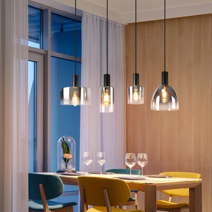 CBJKTX Pendelleuchte 4 Flammig Hängelampe - Vintage Glas