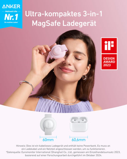 Anker MagGo 3-in-1 kabellose Ladestation - Faltbar Qi2