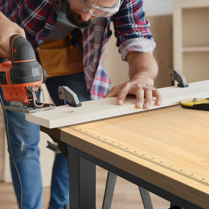 LARBANKE 120CM Schwerlast-Werkbank Hartholz - Höhenverstellbar