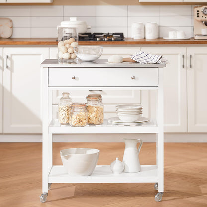 SoBuy FKW47-II Küchenwagen Arbeitsplatte Rollen Weiss