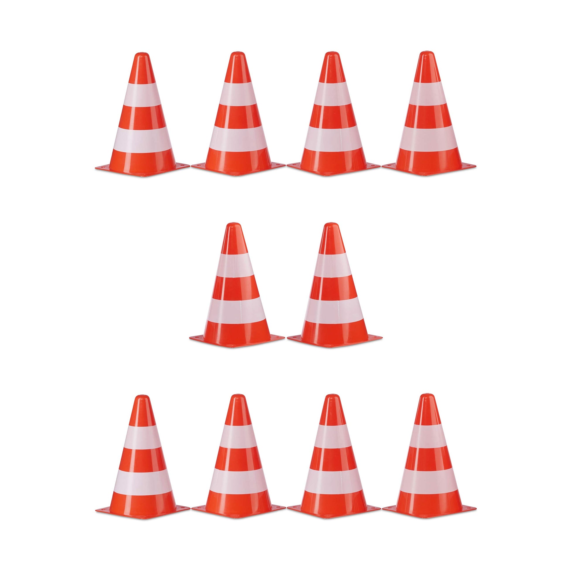 Relaxdays Warnkegel. 22 cm hohes, orange-weißes Verkehrshütchen zur temporären Absperrung und Markierung von Verkehrsflächen.