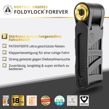 FoldyLock Forever Faltschloss mit Schlüssel – Sold Secure Gold 90 cm