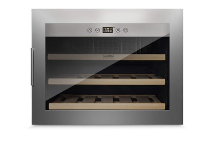 Caso WineSafe 18 EB Weinkühlschrank für 18 Flaschen – Einbau Inox: Einbaugerät, Inox, 18 Flaschen. Temperiert Wein.
