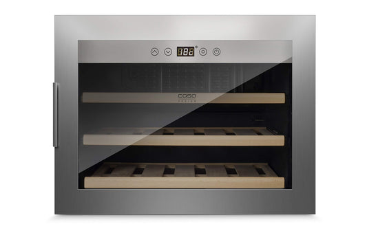 Caso WineSafe 18 EB Weinkühlschrank für 18 Flaschen – Einbau Inox: Einbaugerät, Inox, 18 Flaschen. Temperiert Wein.