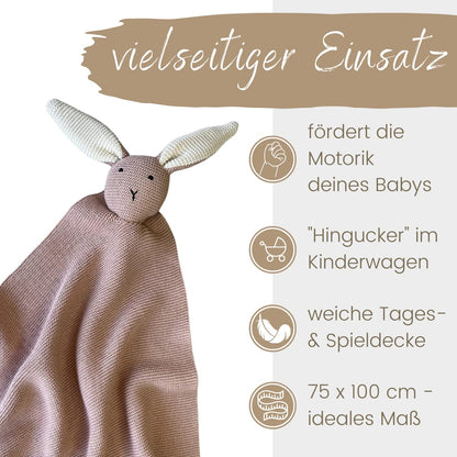 DIKOS SCHMUSE-Hase 2-in-1 Babydecke & Kuscheltuch, Altrosa